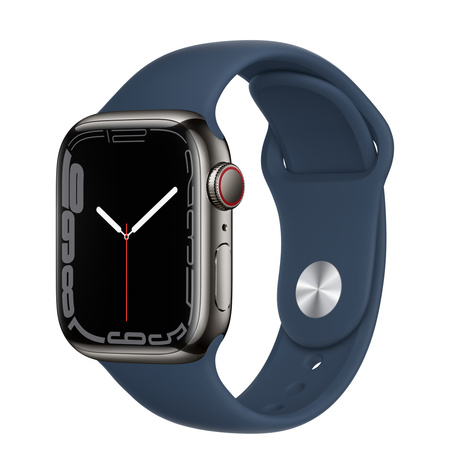 Apple Watch series 7 45mm LTE Graphite Stainless Steel/Abyss Blue Sport Band A+